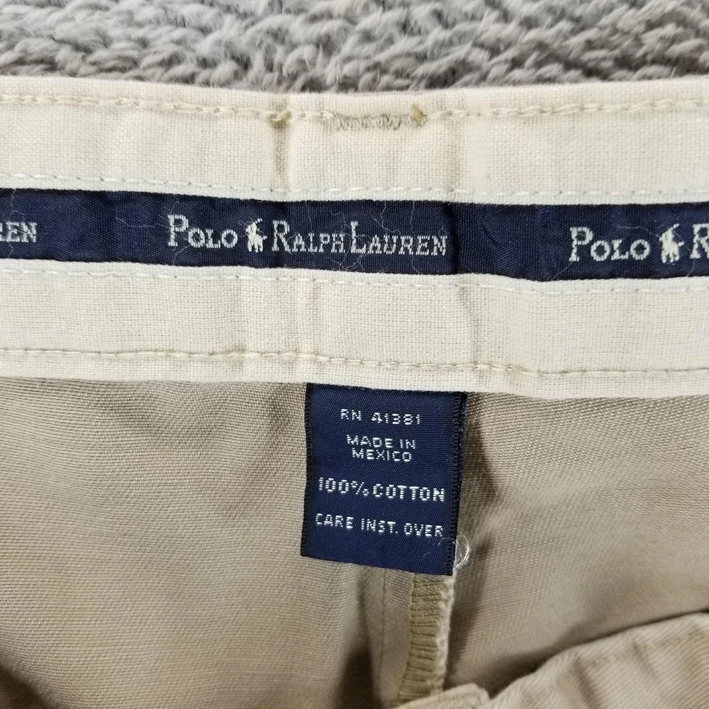 Polo Ralph Lauren Pants Mens 38x30‎ Beige Pleated Chino Straight Khakis Trousers